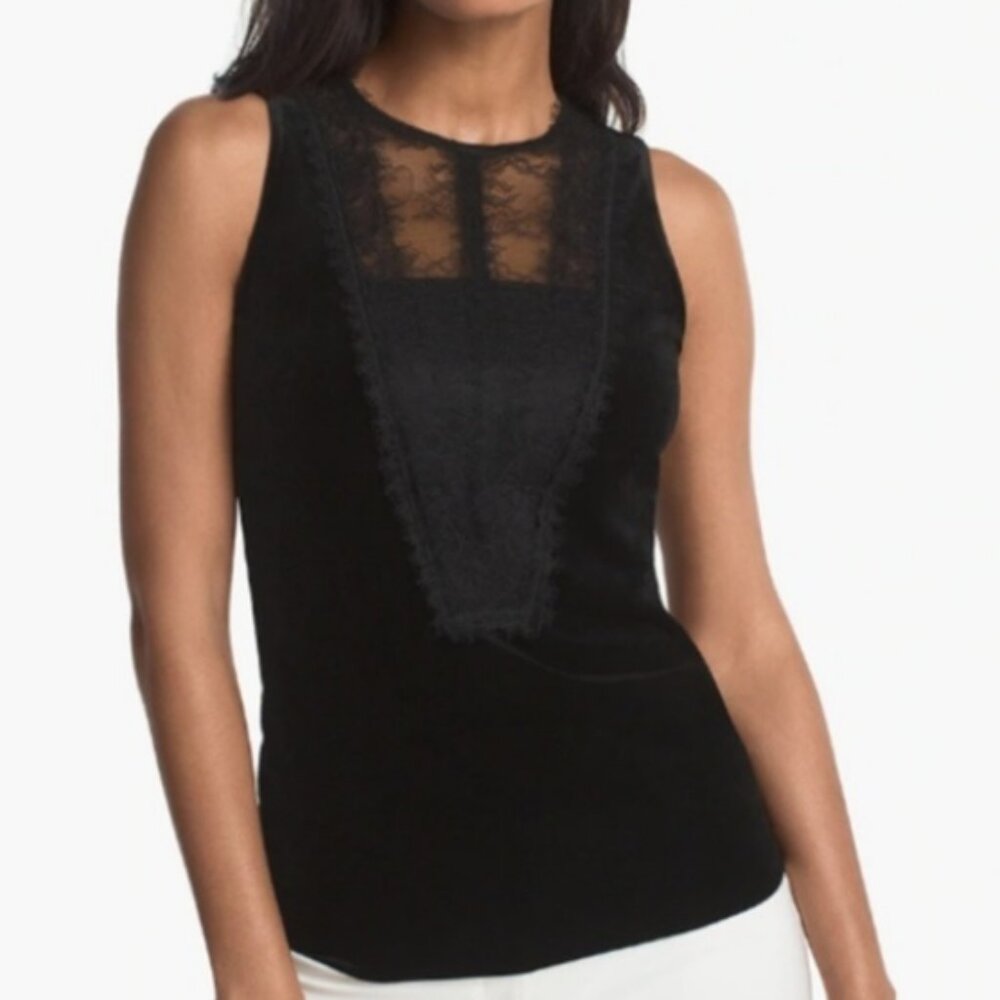 White house black market velvet lace sleeveless top size L